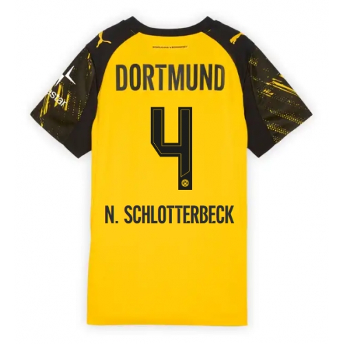 Billige Fotballdrakt Borussia Dortmund Nico Schlotterbeck #4 Replika Hjemmedrakt Dame 2025-26 Kortermet Billige Fotballdrakt Borussia Dortmund Nico Schlotterbeck #4 Replika Hjemmedrakt Dame 2025-26 Kortermet